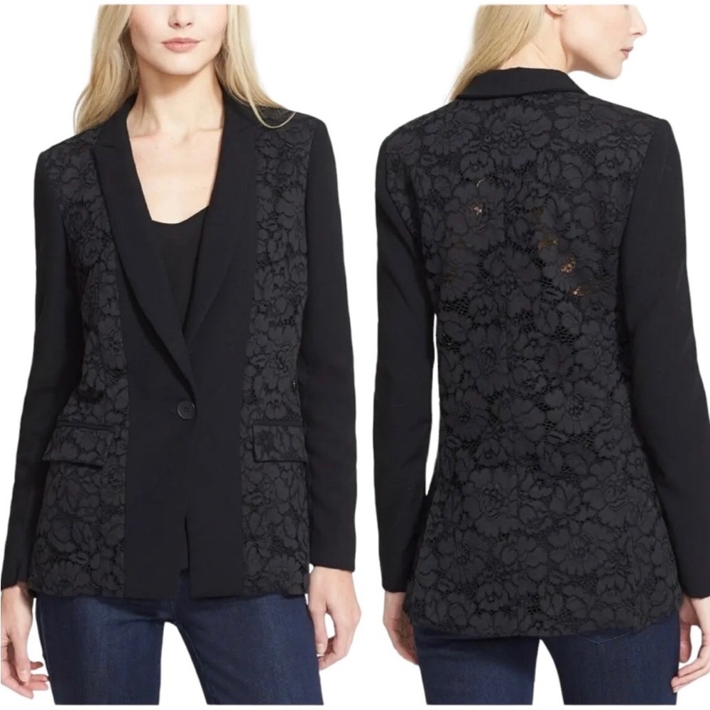 Rebecca Taylor Corded Lace Panel Blazer
